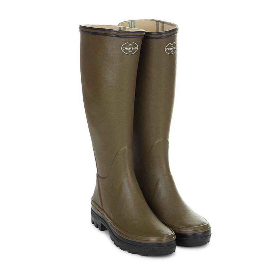 Bottes Hautes En Caoutchouc | Le Chameau Botte Giverny Doublee En Jersey Pour Femme