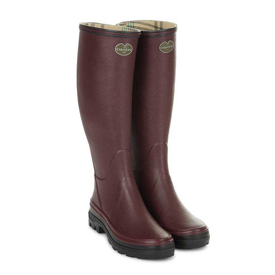 Bottes Hautes En Caoutchouc | Le Chameau Botte Giverny Doublee En Jersey Pour Femme