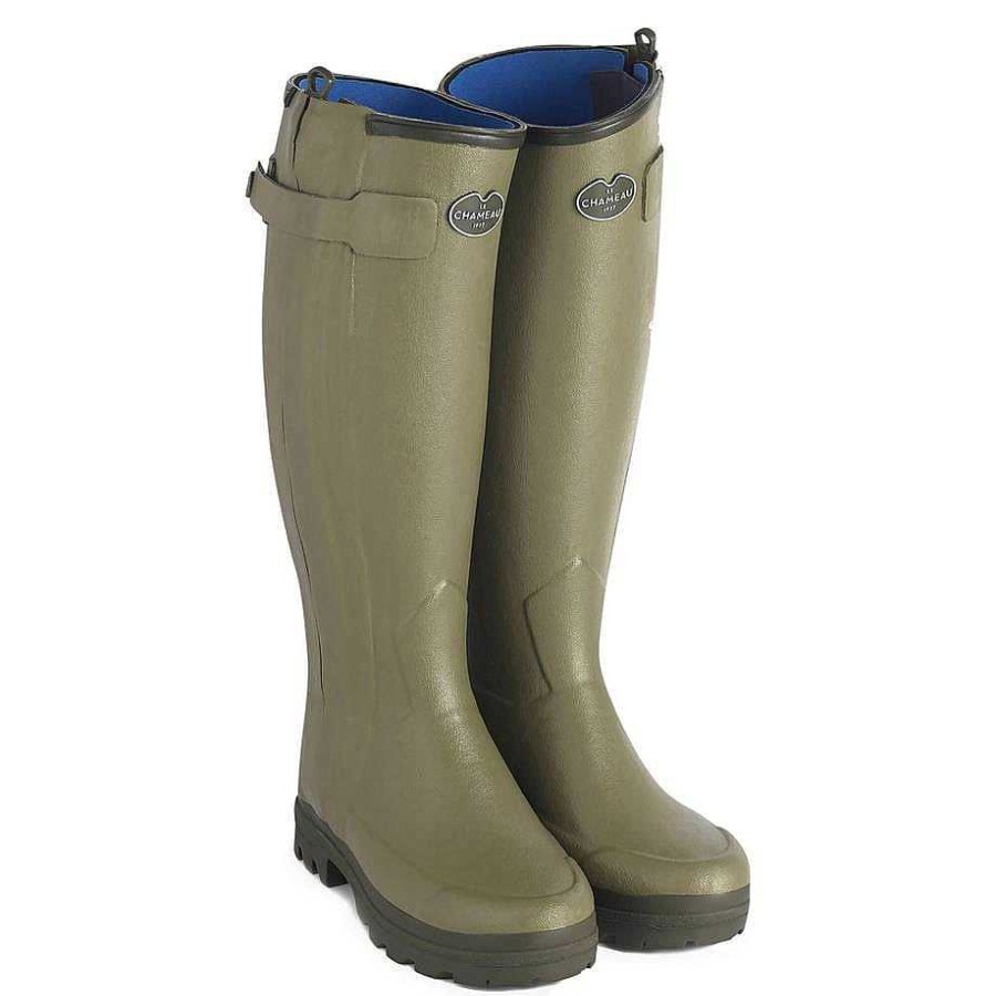 Bottes Hautes En Caoutchouc | Le Chameau Botte Chasseur Doublee Neoprene Pour Femme