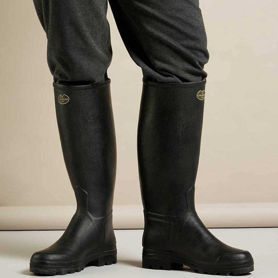 Bottes Hautes En Caoutchouc | Le Chameau Botte Homme Saint Hubert Doublee Cuir