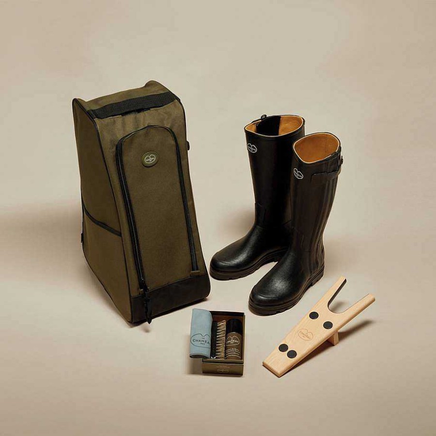 Sacs A Bottes | Le Chameau Accessoires De Bottes Noires En Cuir Chasseur Pour Hommes