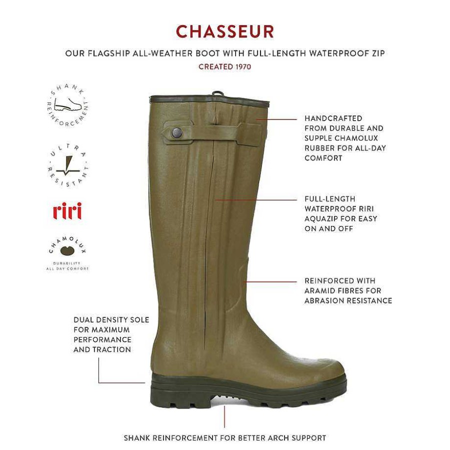 Bottes Hautes En Caoutchouc | Le Chameau Botte Chasseur Doublee De Cuir Pour Femme