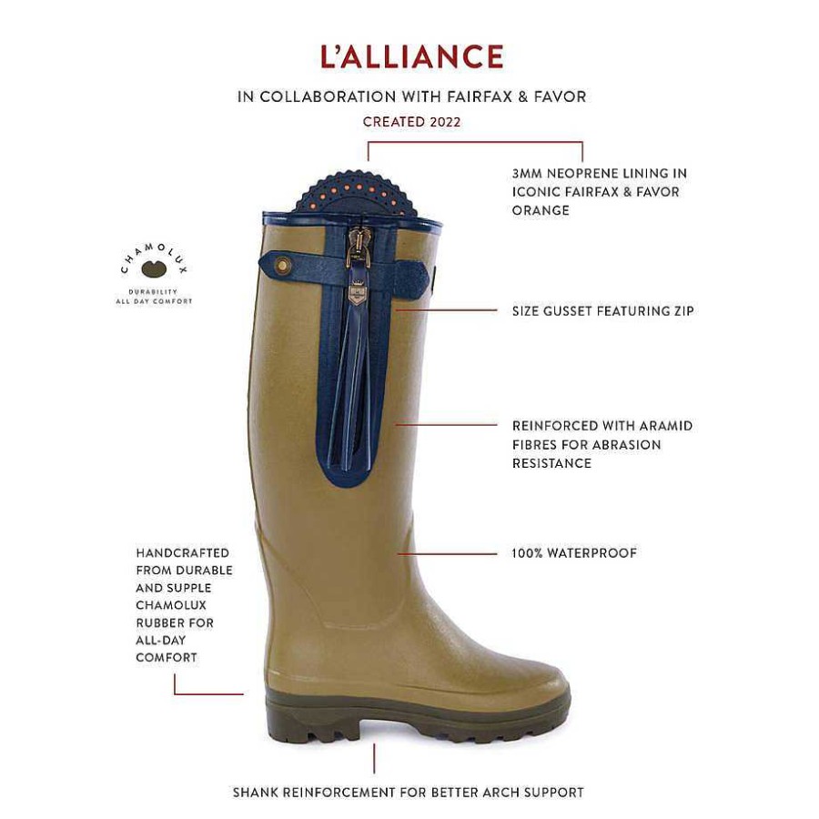 Bottes Hautes En Caoutchouc | Le Chameau Botte L'Alliance Doublee Neoprene Pour Femme - Veau Standard