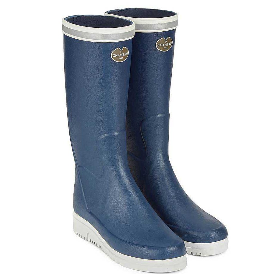 Bottes En Caoutchouc Courtes | Le Chameau Botte De Peche Doublee Marine Evo Ponti Pour Femme