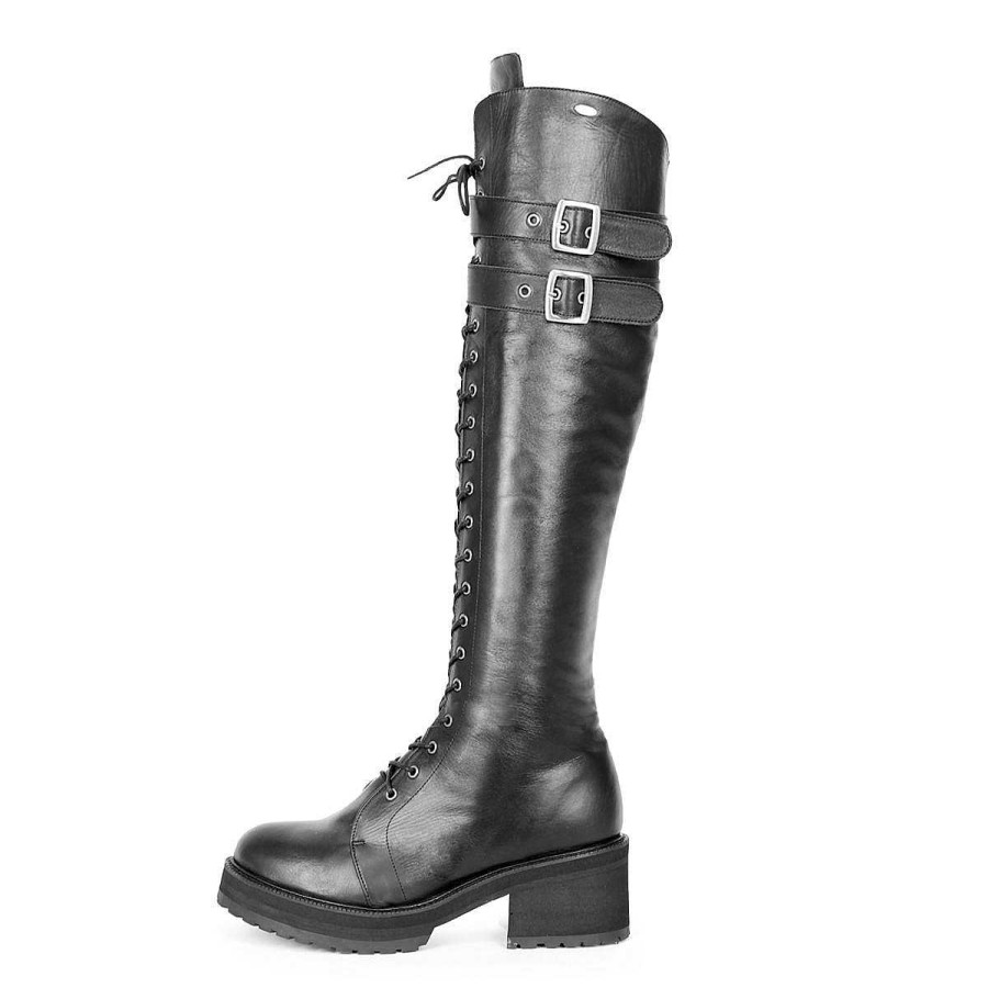 Cheris Du Quotidien | Fernando Berlin Bottes Combat/Style Gothique Hauteur Genou Taille Standard