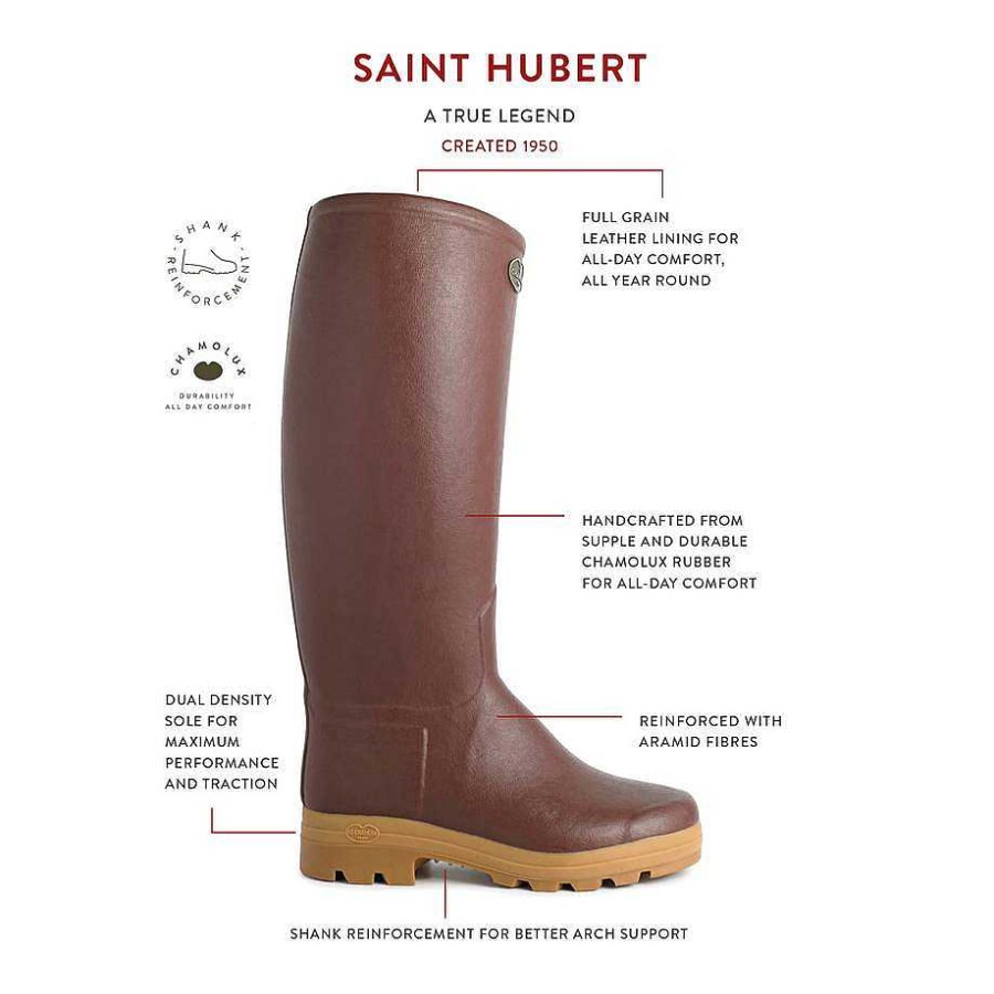 Bottes Hautes En Caoutchouc | Le Chameau Botte Saint-Hubert Heritage Doublee Cuir Pour Homme