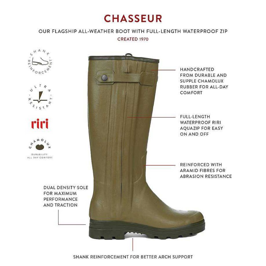 Bottes Hautes En Caoutchouc | Le Chameau Botte Chasseur Doublee De Cuir Pour Hommes