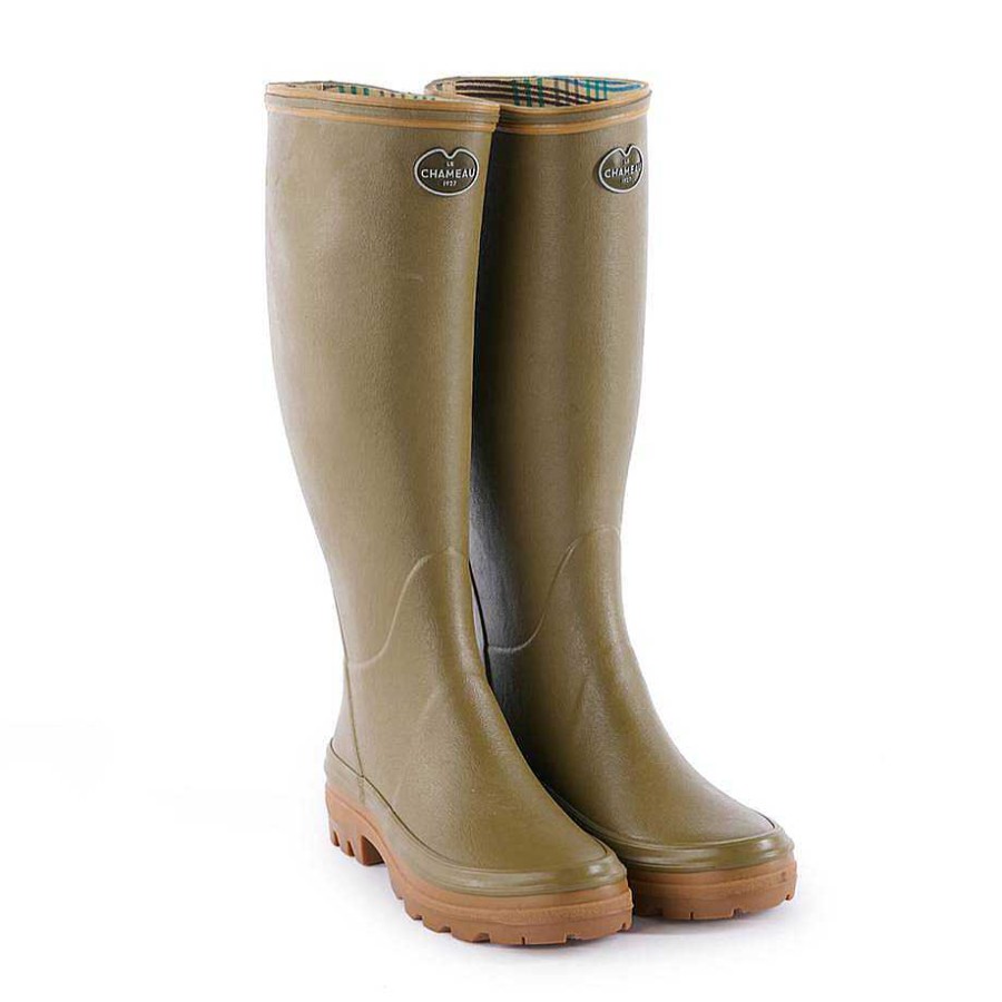 Bottes Hautes En Caoutchouc | Le Chameau Botte Giverny Doublee En Jersey Pour Femme