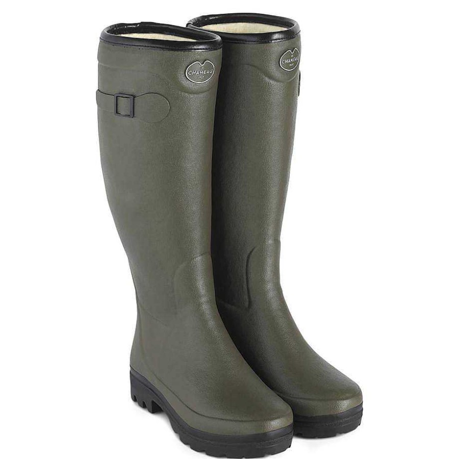 Bottes Hautes En Caoutchouc | Le Chameau Botte Country Doublee En Laine Pour Femmes