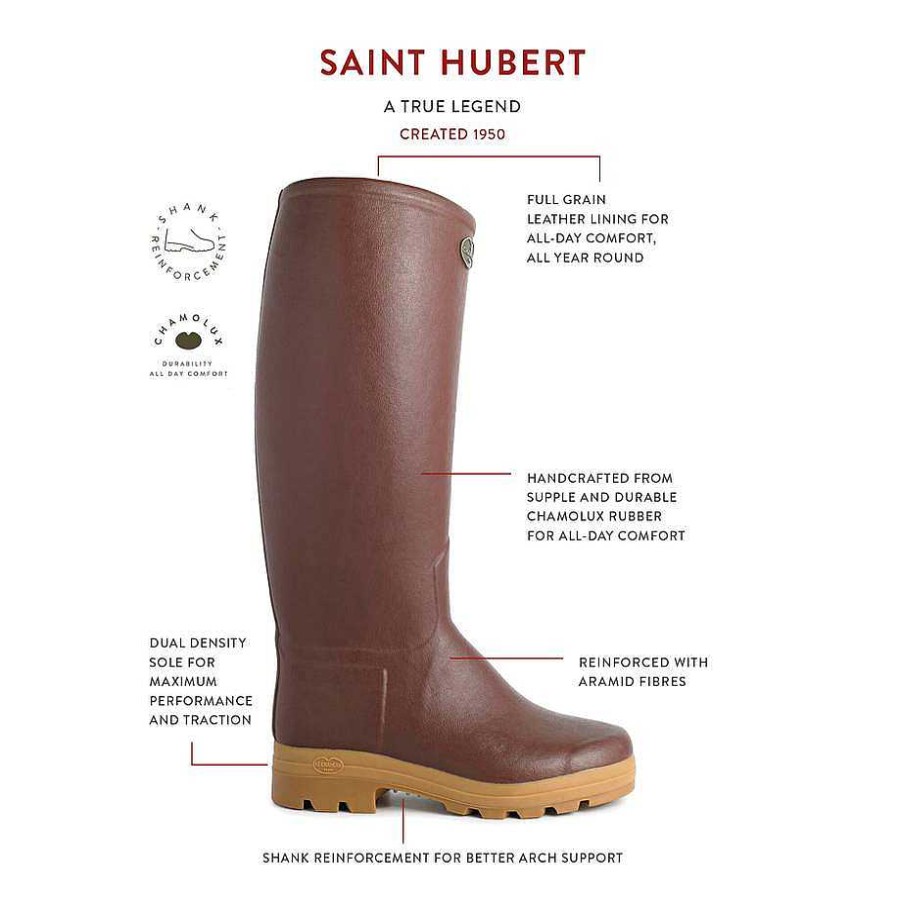 Bottes Hautes En Caoutchouc | Le Chameau Botte Homme Saint Hubert Doublee Cuir