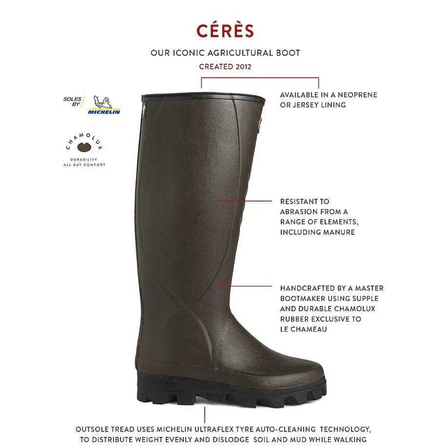 Bottes Hautes En Caoutchouc | Le Chameau Botte Ceres Doublee En Jersey Pour Hommes